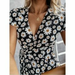 Women's Casual Dress Wrap Dress Floral Dress Midi Dress Black Pink Blue Short Sleeve Floral Lace Up Summer Spring V Neck Vacation Vacation Summer Dress 2023 S M L XL XXL -LIGHTINTHEBOX Shop luyhxx1623832485279