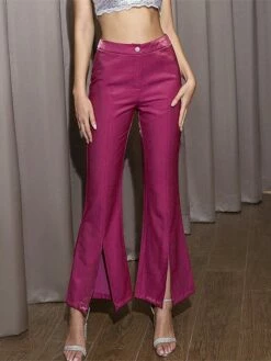 Women's Dress Pants Bootcut Wide Leg Full Length Split Micro-elastic High Waist Fashion Streetwear Party Work Fuchsia XS S Summer Fall -LIGHTINTHEBOX Shop lvavdx1693380694959