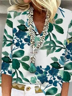 Women's Shirt Blouse White Green Floral Print 3/4 Length Sleeve Casual Holiday Fashion Basic Elegant V Neck Regular Fit Floral 10 Women's Shirt Blouse White Green Floral Print 3/4 Length Sleeve Casual Holiday Fashion Basic Elegant V Neck Regular Fit Floral -LIGHTINTHEBOX Shop lvgtsl1681467815051