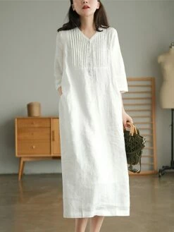 Women's Work Dress Sheath Dress Semi Formal Dress Fashion Midi Dress Button V Neck Half Sleeve Plain Loose Fit White Blue Orange Fall Winter L XL XXL 3XL -LIGHTINTHEBOX Shop lvlgeg1692601430096