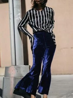 Women's Bootcut Bell Bottom Pants Trousers Full Length Micro-elastic Mid Waist Fashion Streetwear Party Street Wine Black S M Fall Winter -LIGHTINTHEBOX Shop lwtqsa1691564848699