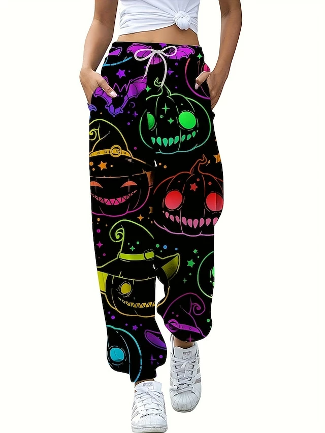 Women's Pants Trousers Sunday Shorts Full Length Ugly Halloween Festival White / Black Black S M Winter Spring &Fall 5 Women's Pants Trousers Sunday Shorts Full Length Ugly Halloween Festival White / Black Black S M Winter Spring &Fall - Image 3