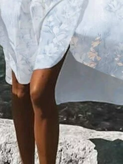 Women's Shirt Dress Casual Dress Swing Dress Mini Dress Outdoor Daily Vacation Polyester Fashion Casual Shirt Collar Button Print Long Sleeve Summer Spring Fall 2023 Loose Fit White Blue Floral S M L -LIGHTINTHEBOX Shop lxpgfb1680164323127