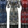 Women's Retro 1920s Fringe Dress Midi Dress Party Halloween Sequins Tassel Fringe Geometric Crewneck Short Sleeve Regular Fit Spring Fall 2023 Red Blue S M L XL -LIGHTINTHEBOX Shop lxyoat1693206880168