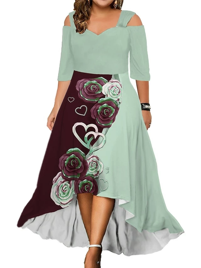 Women‘s Plus Size Curve Casual Dress Graphic Floral Long Dress Maxi Dress Half Sleeve Print V Neck Fashion Daily Black Yellow Summer Spring L XL XXL 3XL 4XL 8 Women‘s Plus Size Curve Casual Dress Graphic Floral Long Dress Maxi Dress Half Sleeve Print V Neck Fashion Daily Black Yellow Summer Spring L XL XXL 3XL 4XL - Image 6