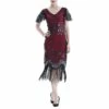 Women's Retro 1920s Fringe Dress Midi Dress Party Halloween Sequins Tassel Fringe Floral V Neck Short Sleeve Regular Fit Spring Fall 2023 Black Red S M L XL -LIGHTINTHEBOX Shop lzhctm1692849723640