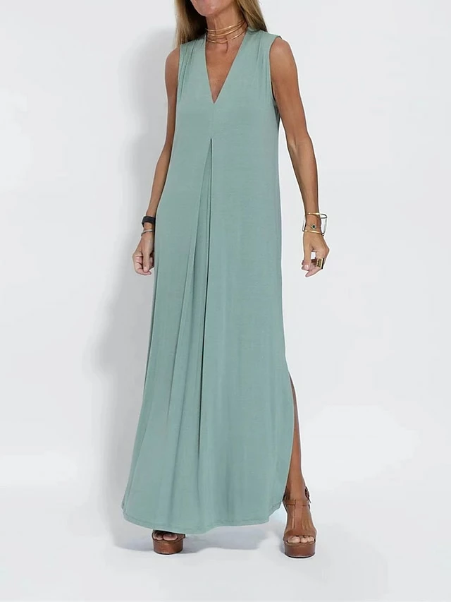 Women's Casual Dress Black Dress White Dress Long Dress Maxi Dress Ruched Split Outdoor Daily Vacation Fashion Modern V Neck Sleeveless 2023 Regular Fit Black White Green Color S M L XL XXL Size 3 Women's Casual Dress Black Dress White Dress Long Dress Maxi Dress Ruched Split Outdoor Daily Vacation Fashion Modern V Neck Sleeveless 2023 Regular Fit Black White Green Color S M L XL XXL Size
