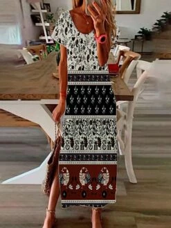 Women's Long Dress Maxi Dress Casual Dress Print Dress Graphic Floral Color Block Fashion Modern Daily Holiday Vacation Print Short Sleeve V Neck Dress Regular Fit Light Pink White Yellow Summer -LIGHTINTHEBOX Shop maeafl1683717218183