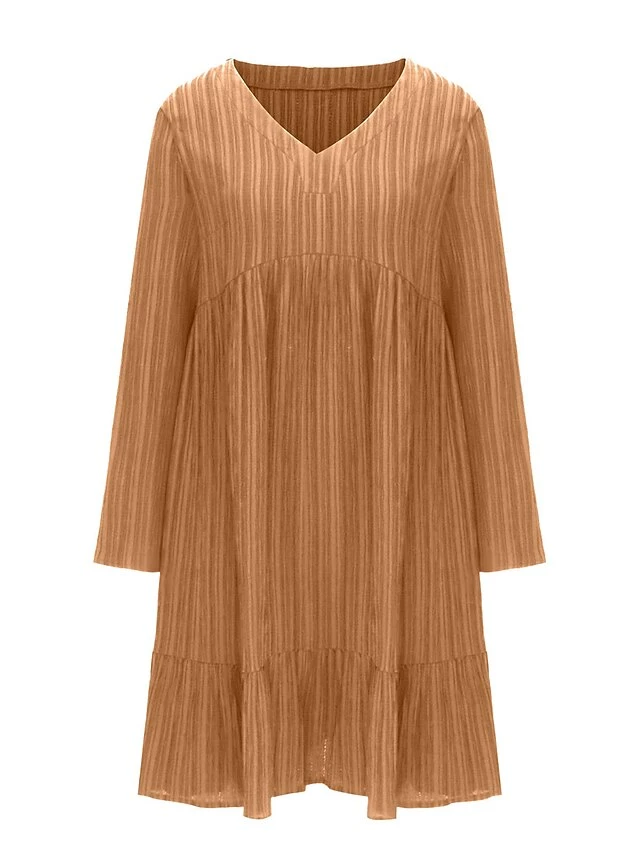 Women's Casual Dress Plain Dress Midi Dress Ruched Outdoor Street Daily Fashion Streetwear V Neck Long Sleeve 2023 Regular Fit Black Pink Red Color S M L XL XXL Size 9 Women's Casual Dress Plain Dress Midi Dress Ruched Outdoor Street Daily Fashion Streetwear V Neck Long Sleeve 2023 Regular Fit Black Pink Red Color S M L XL XXL Size - Image 7