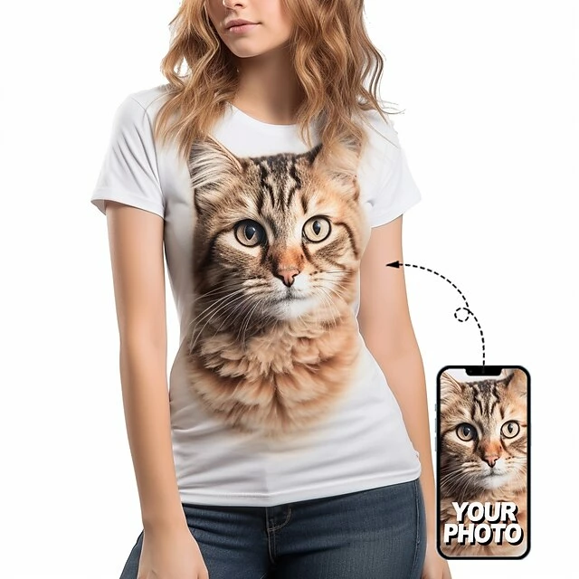 Women's T Shirt Tee 100% Cotton Custom Print Blue Green Graphic Print Short Sleeve Daily Going Out Basic Round Neck Regular Fit All Seasons 4 Women's T Shirt Tee 100% Cotton Custom Print Blue Green Graphic Print Short Sleeve Daily Going Out Basic Round Neck Regular Fit All Seasons - Image 2