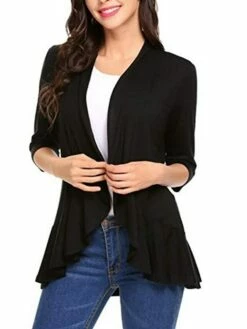 Women's Shirt Blouse Shrugs Black Wine Blue Plain Ruffle 3/4 Length Sleeve Daily Weekend Streetwear Casual V Neck Regular Fit 12 Women's Shirt Blouse Shrugs Black Wine Blue Plain Ruffle 3/4 Length Sleeve Daily Weekend Streetwear Casual V Neck Regular Fit -LIGHTINTHEBOX Shop mauwgq1629366233509