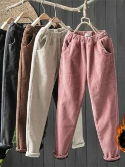 Women's Skinny Slacks Pants Trousers Full Length Streetwear Simple Street Daily Black Pink M L Fall Winter