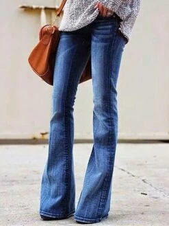 Women‘s Flare Jeans Bell Bottom Pants Trousers Full Length Fashion Streetwear Street Daily Light Blue Black Hole XS S Fall Winter -LIGHTINTHEBOX Shop mbhdlv1694772783166