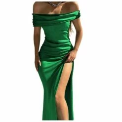 Women‘s Party Dress Black Dress Satin Midi Dress Green Blue Wine Sleeveless Pure Color Split Ruched Spring Summer Off Shoulder Party Party 2023 S M L XL XXL 3XL -LIGHTINTHEBOX Shop mcnwcs1669444926497