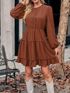 Women's Work Dress Casual Dress Fashion Winter Dress Daily Mini Dress Ruched Ruffle Crew Neck Long Sleeve Plain Loose Fit Brown Army Green Apricot Fall Winter S M L XL 23 Women's Work Dress Casual Dress Fashion Winter Dress Daily Mini Dress Ruched Ruffle Crew Neck Long Sleeve Plain Loose Fit Brown Army Green Apricot Fall Winter S M L XL -LIGHTINTHEBOX Shop mcpbem1695645252516