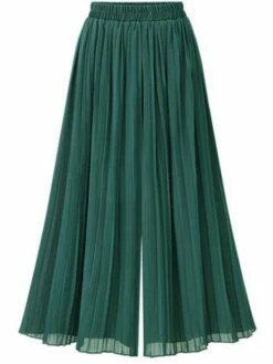 Women's Wide Leg Pants Trousers Baggy Full Length Mesh Baggy Micro-elastic Casual Daily Holiday Black Green L XL Spring Fall