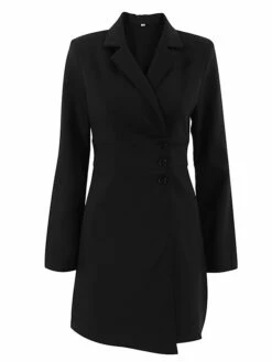 Women's Work Dress Blazer Dress Sheath Dress Fashion Office Daily Workfashion Mini Dress Button Lapel Long Sleeve Plain Regular Fit Black Fall Winter S M L -LIGHTINTHEBOX Shop mewlis1695645277111