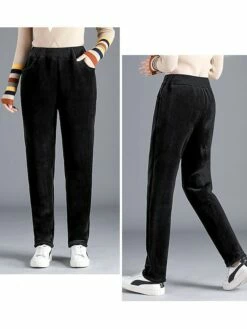 Women's Fleece Pants Pants Trousers Harem Pants Full Length Corduroy Pocket Micro-elastic High Waist Fashion Streetwear Street Daily Black Brown M L Summer Fall -LIGHTINTHEBOX Shop mfyjxq1690973679362