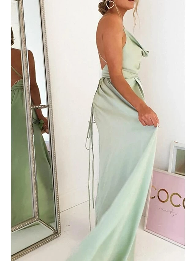 Women's Prom Dress Party Dress Satin Dress Long Dress Maxi Dress Light Green Wine Sleeveless Pure Color Split Summer Spring Fall Spaghetti Strap Fashion Party Birthday Evening Party 2023 S M L XL 11 Women's Prom Dress Party Dress Satin Dress Long Dress Maxi Dress Light Green Wine Sleeveless Pure Color Split Summer Spring Fall Spaghetti Strap Fashion Party Birthday Evening Party 2023 S M L XL - Image 9