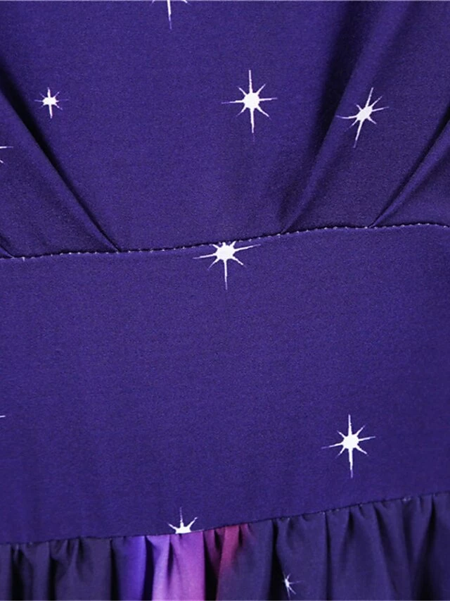 Women's Christmas Knee Length Dress Purple Black Red Navy Blue Light Blue Sleeveless Print Bow Print Fall Winter V Neck Casual Vintage2021 S M L XL XXL 7 Women's Christmas Knee Length Dress Purple Black Red Navy Blue Light Blue Sleeveless Print Bow Print Fall Winter V Neck Casual Vintage2021 S M L XL XXL - Image 5