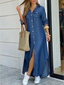 Women's Shirt Dress Long Dress Maxi Dress Black Blue Army Green Long Sleeve Leopard Patchwork Fall Spring Shirt Collar Winter Dress Fall Dress Loose Fit S M L XL XXL -LIGHTINTHEBOX Shop mhiwwm1608278549846