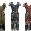 Women's Retro 1920s Fringe Dress Midi Dress Party Holiday Sequins Tassel Fringe Leaf V Neck Short Sleeve Regular Fit Spring Fall 2023 Red Blue S M L XL -LIGHTINTHEBOX Shop mjklfo1693533779839