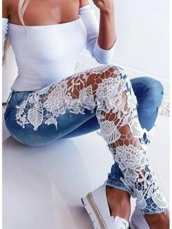 Women's Jeans Pants Trousers Denim Light Blue Casual Street Daily Wear Full Length Breathability Patchwork S M L XL 2XL -LIGHTINTHEBOX Shop mjwqdl1675841041230