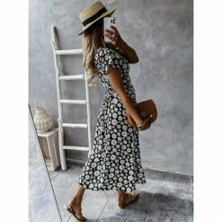 Women's Casual Dress Wrap Dress Floral Dress Midi Dress Black Pink Blue Short Sleeve Floral Lace Up Summer Spring V Neck Vacation Vacation Summer Dress 2023 S M L XL XXL -LIGHTINTHEBOX Shop mkurlw1623832487336