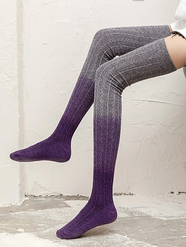 Women's Stockings Thigh-High Crimping Socks All Seasons Tights Thermal Warm Stretchy Knitting Fashion Casual Daily Purple One-Size 8 Women's Stockings Thigh-High Crimping Socks All Seasons Tights Thermal Warm Stretchy Knitting Fashion Casual Daily Purple One-Size - Image 6