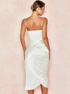 Women's Party Dress Satin Dress Sheath Dress Midi Dress Sleeveless Pure Color Ruched Summer Spring Fall Spaghetti Strap Party Party Summer Dress 2023 S M L -LIGHTINTHEBOX Shop mmrugx1629449471917