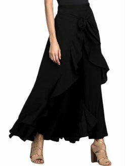 Women's Pants Trousers Full Length Chiffon Ruffle Micro-elastic High Waist Streetwear Casual Christmas Vacation Xmas Black Red S M Summer Spring -LIGHTINTHEBOX Shop mnhrto1687850154193