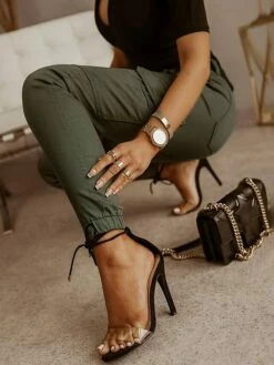 Women's Cargo Pants Basic Casual / Sporty Tactical Trousers Side Pockets Patchwork Full Length Pants Business Micro-elastic Plain Cotton Comfort Mid Waist Slim Green Black Gray S M L XL XXL -LIGHTINTHEBOX Shop mnvnqh1661393131410