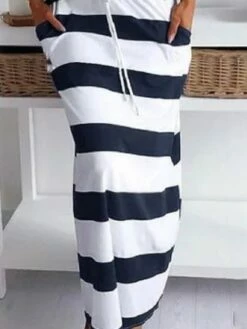 Women's Casual Dress Floral Dress Long Dress Maxi Dress Navy Blue Half Sleeve Striped Lace Up Summer Spring One Shoulder Basic Summer Dress Spring Dress 2023 S M L XL XXL 3XL -LIGHTINTHEBOX Shop mrpwtv1650956560676