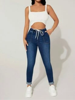 Women's Jeans Slim Pants Trousers Full Length Denim Micro-elastic High Waist Fashion Streetwear Street Daily Dark Navy S M Fall Winter 8 Women's Jeans Slim Pants Trousers Full Length Denim Micro-elastic High Waist Fashion Streetwear Street Daily Dark Navy S M Fall Winter -LIGHTINTHEBOX Shop mtbrfq1692863152743