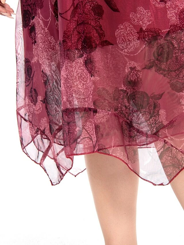 Women's Plus Size Party Dress Cocktail Dress Wedding Guest Dress Midi Dress Wine Blue Short Sleeve Floral Mesh Summer Spring Fall Crew Neck Fashion Wedding Guest Vacation Summer Dress 2023 L XL XXL 6 Women's Plus Size Party Dress Cocktail Dress Wedding Guest Dress Midi Dress Wine Blue Short Sleeve Floral Mesh Summer Spring Fall Crew Neck Fashion Wedding Guest Vacation Summer Dress 2023 L XL XXL - Image 4