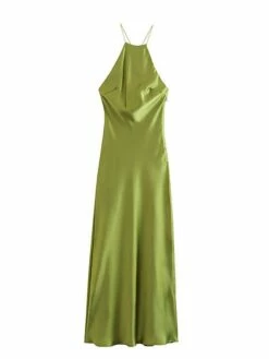Women's Prom Dress Party Dress Satin Dress Midi Dress White Green Sleeveless Pure Color Backless Spring Fall Winter Spaghetti Strap Fashion Evening Party Wedding Guest Vacation 2023 S M L -LIGHTINTHEBOX Shop mugpij1691745618464