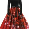 Women's Christmas Swing DressKnee Length Dress Green Blue Purple Red Long Sleeve Print Snowflake Bow Print Fall Winter Crew Neck Stylish 2022 S M L XL 2XL -LIGHTINTHEBOX Shop mvwlod1658813907420