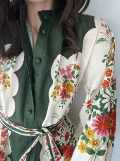 Women's Shirt Dress Casual Dress Maxi Long Dress Outdoor Daily Date Linen Fashion Casual V Neck Lace Up Button Long Sleeve Fall Winter 2023 Regular Fit Apricot Floral S M L XL 2XL -LIGHTINTHEBOX Shop mwpcus1695644789437