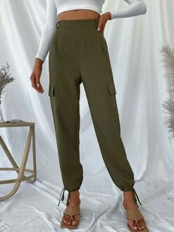 Women's Cargo Pants Full Length Cotton Micro-elastic Mid Waist Fashion Streetwear Outdoor Street ArmyGreen S M Fall Winter -LIGHTINTHEBOX Shop mxausi1692182845455