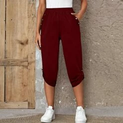 Women's Capri Shorts Black Wine Blue Fashion Casual Daily Side Pockets Calf-Length Comfort Plain S M L XL 2XL -LIGHTINTHEBOX Shop mxkbfh1682411328201