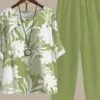 Women's Shirt Pants Sets Green Floral Print Short Sleeve Casual Daily Basic Neon & Bright Crew Neck Regular Fit Fall & Winter 1 Women's Shirt Pants Sets Green Floral Print Short Sleeve Casual Daily Basic Neon & Bright Crew Neck Regular Fit Fall & Winter -LIGHTINTHEBOX Shop mxlaxz1678098315762