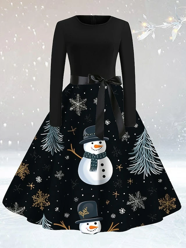 Women's Casual Dress Christmas Dress Sheath Dress Santa Claus Christmas Tree Lace Up Print Crew Neck Midi Dress Active Fashion Outdoor Christmas Long Sleeve Loose Fit Light Yellow Yellow Red Fall S M 3 Women's Casual Dress Christmas Dress Sheath Dress Santa Claus Christmas Tree Lace Up Print Crew Neck Midi Dress Active Fashion Outdoor Christmas Long Sleeve Loose Fit Light Yellow Yellow Red Fall S M