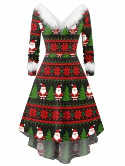 Women's Christmas Swing Dress Vintage Dress Midi Dress Green Silver Wine Red Brown White Long Sleeve Print Plus High Low Print Winter Fall V Neck Vintage Romantic Traditional 2022 S M L XL 2XL 25 Women's Christmas Swing Dress Vintage Dress Midi Dress Green Silver Wine Red Brown White Long Sleeve Print Plus High Low Print Winter Fall V Neck Vintage Romantic Traditional 2022 S M L XL 2XL -LIGHTINTHEBOX Shop mxzjsr1666768628614