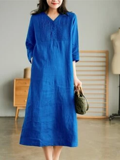 Women's Work Dress Sheath Dress Semi Formal Dress Fashion Midi Dress Button V Neck Half Sleeve Plain Loose Fit White Blue Orange Fall Winter L XL XXL 3XL -LIGHTINTHEBOX Shop myhbge1692601428648