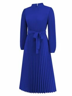 Women's Work Dress Swing Dress Black Dress Fashion Midi Dress Lace Up Ruched Crew Neck Long Sleeve Plain Loose Fit Black Blue Green Fall Winter S M L XL XXL -LIGHTINTHEBOX Shop mytcgj1693300608113