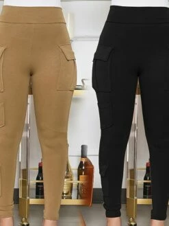 Women's Straight Ankle-Length Pocket Casual Comfort Casual Daily Black Brown S M All Seasons