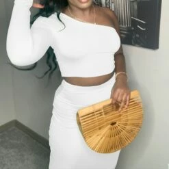 Women's Dress Set Two Piece Dress Skirt Set Long Dress Maxi Dress Black White Pink Long Sleeve Pure Color Cold Shoulder Summer Spring One Shoulder Stylish Winter Dress Fall Dress 2023 S M L -LIGHTINTHEBOX Shop ndoirr1640164793224