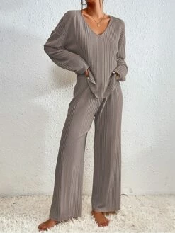 Women's Shirt Pants Sets Dark Grey Black Pink Solid Color Long Sleeve Casual Daily Daily V Neck Regular Fit Spring &Fall 35 Women's Shirt Pants Sets Dark Grey Black Pink Solid Color Long Sleeve Casual Daily Daily V Neck Regular Fit Spring &Fall -LIGHTINTHEBOX Shop nengni1694789548593