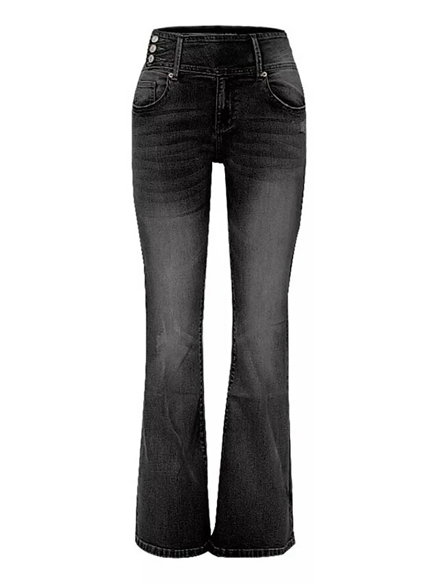 Women‘s Flare Low Rise Jeans Bootcut Full Length Denim Wide Leg Micro-elastic High Waist Fashion Casual Daily Light Blue Black S M 20 Women‘s Flare Low Rise Jeans Bootcut Full Length Denim Wide Leg Micro-elastic High Waist Fashion Casual Daily Light Blue Black S M - Image 18