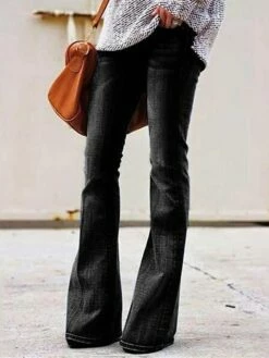 Women‘s Flare Jeans Bell Bottom Pants Trousers Full Length Fashion Streetwear Street Daily Light Blue Black Hole XS S Fall Winter -LIGHTINTHEBOX Shop njhrsl1694772782606